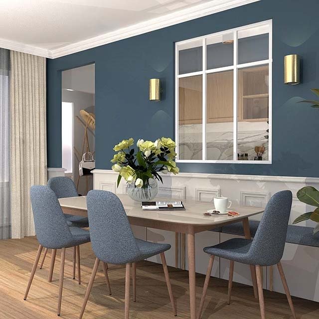 Verrière type atelier 3 vitrages clairs avec 3 traverses décoratives, chassis blanc, largeur 105 cm