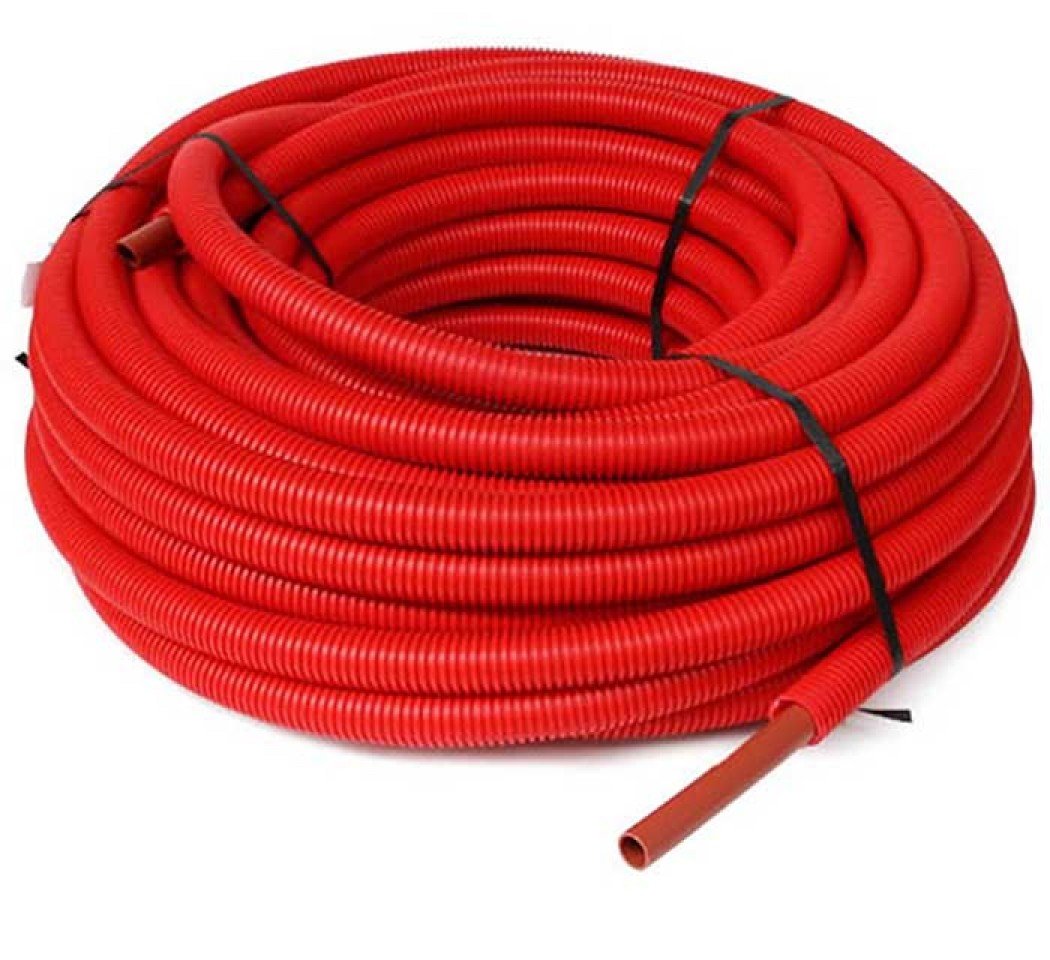 Tube PER Ø 25 mm x 50 m, rouge, prégainé