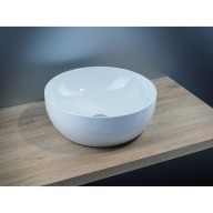 Vasque à poser ronde diamètre 400mm, sans trop plein, céramique blanche