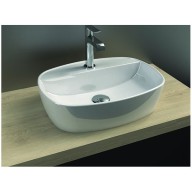 Vasque à poser légèrement ovale sans trop plein, céramique blanche