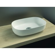 Vasque légèrement ovale en solid surface, sans trop plein