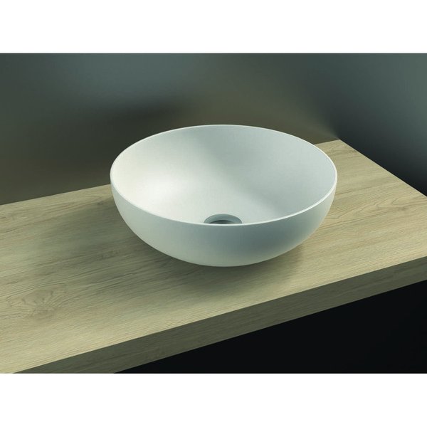 Vasque ronde à poser en solid surface, diamètre 400 mm sans trop plein