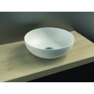 Vasque ronde à poser en solid surface, diamètre 400 mm sans trop plein