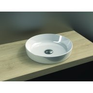 Vasque ronde semi-encastrée en céramique blanc brillant, sans trop plein