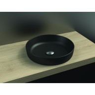 Vasque ronde semi-encastrée en céramique noir mat, sans trop plein