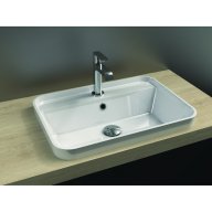 Vasque rectangulaire ORION semi-encastrée en durocoat brillant, avec trop plein