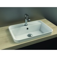 Vasque rectangulaire ORION semi-encastrée en gelcoat mat, avec trop plein