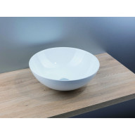 Vasque à poser ronde diamètre 400mm, sans trop plein, céramique blanche