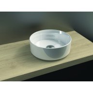 Vasque à poser POLARIS ronde à fond plat, céramique blanche, sans trop plein