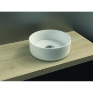 Vasque à poser POLARIS ronde à fond plat, céramique blanc mat, sans trop plein