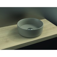 Vasque à poser POLARIS ronde à fond plat, céramique grège mat, sans trop plein