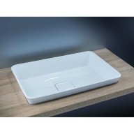 Vasque rectangulaire semi-encastrée en céramique blanc brillant, sans trop plein
