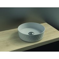 Vasque à facette ronde à fond plat, à poser, céramique blanc mat, sans trop plein