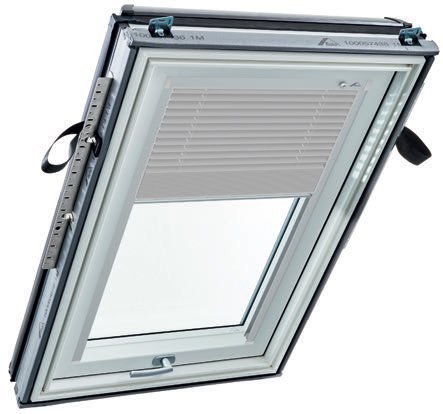 Store vénitien manuel - blanc/argent, glissières alu - pour fenêtre ROTO Q - 78 cm x 98 cm