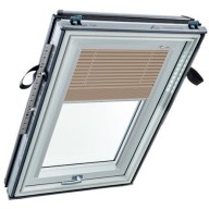 Store vénitien manuel - beige, glissières blanches - pour fenêtre ROTO Q - 134 cm x 160 cm