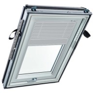 Store vénitien manuel - blanc, glissières alu - pour fenêtre ROTO Q - 134 cm x 160 cm