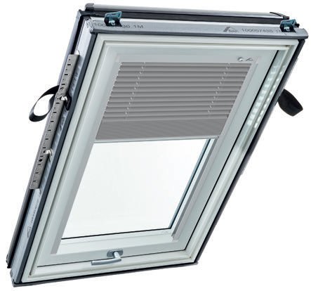 Store vénitien manuel - gris foncé, glissières alu - pour fenêtre ROTO Q - 78 cm x 98 cm