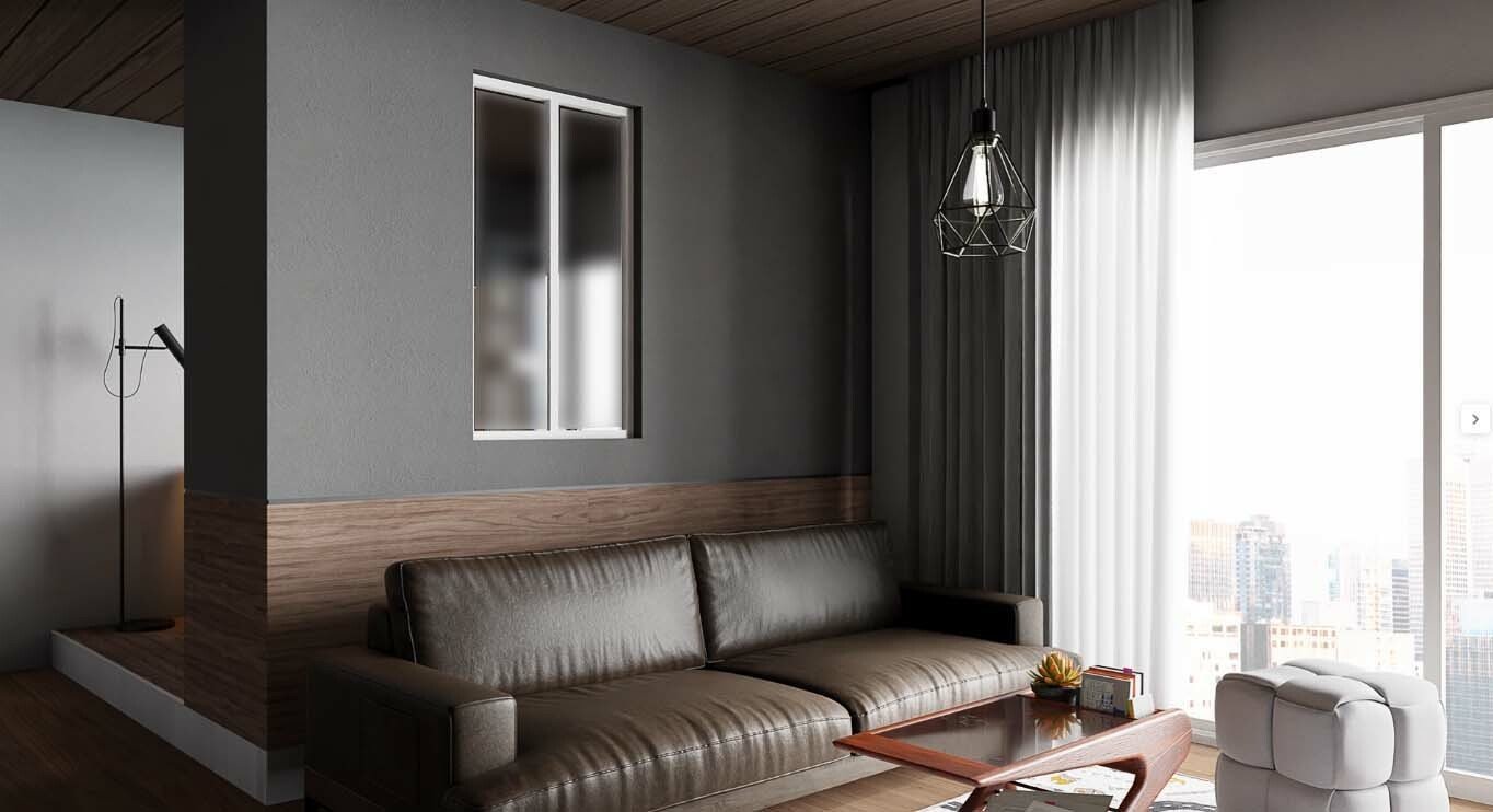 Verrière de type atelier 2 vitrages dépolis, chassis blanc, largeur 71 cm