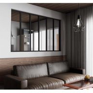 Verrière de type atelier 6 vitrages clairs, chassis noir, largeur 207 cm