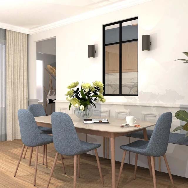 Verrière type atelier 2 vitrages clairs avec 2 traverses décoratives, chassis noir, largeur 71 cm