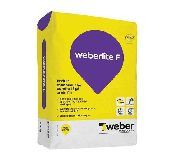Enduit monocouche weberlite fin, 25 kg