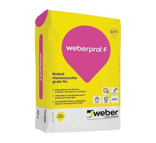 Enduit monocouche weberpral F, 25 kg