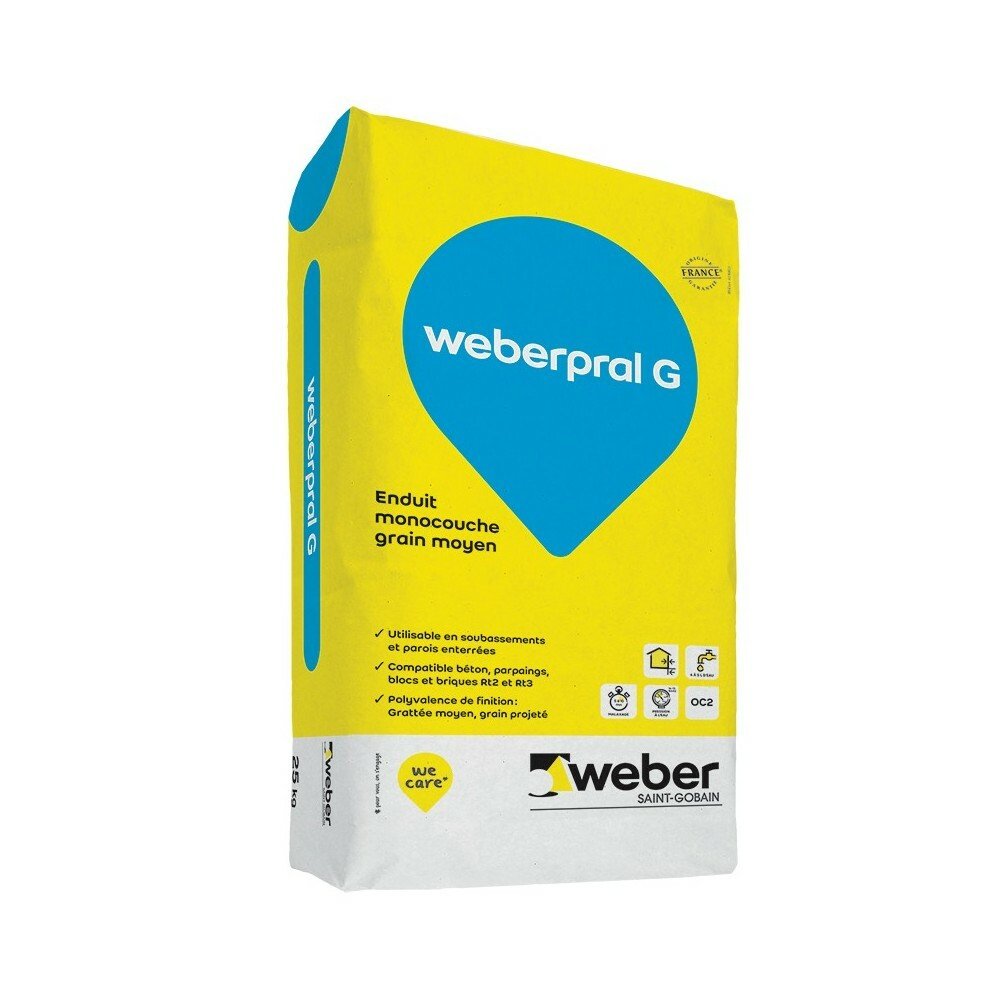 Enduit monocouche weberpral G, 25 kg