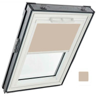 Store tamisant  manuel, intérieur, toile Exclusif - couleur beige marron, glissières blanches - pour fenêtre ROTO Q -55 cm x 78 cm