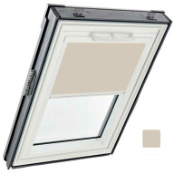 Store tamisant  électrique, intérieur, toile Exclusif - couleur beige, glissières alu - pour fenêtre ROTO Designo R6 et R8 - 54 cm x 98 cm