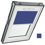 Store tamisant  manuel, intérieur, toile Exclusif - couleur bleu nuit, glissières blanches - pour fenêtre ROTO Designo R6 et R8 - 134 cm x 98 cm