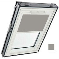 Store tamisant  manuel, intérieur, toile Exclusif - couleur gris foncé, glissières blanches - pour fenêtre ROTO Q - 114 cm x 160 cm