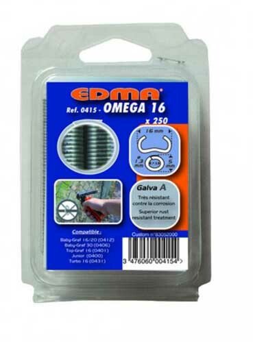 Boîte de 250 agrafes OMEGA 16 vertes pour grillage
