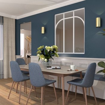 Vignette Verrière type atelier 3 vitrages clairs avec 2 arches et 1 traverses décoratives, chassis blanc, largeur 105 cm