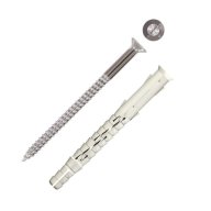 Cheville nylon + vis inox A4 T40 10 mm x 80 mm