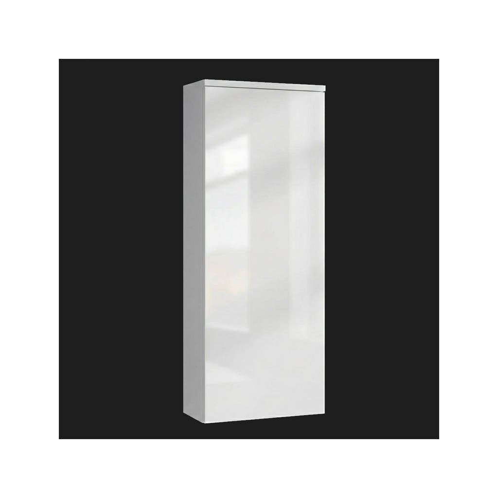 Colonne murale OXFORD, H.104 cm, P. 17 cm, 1 porte, blanc brillant, charnières à gauche, poignée en haut