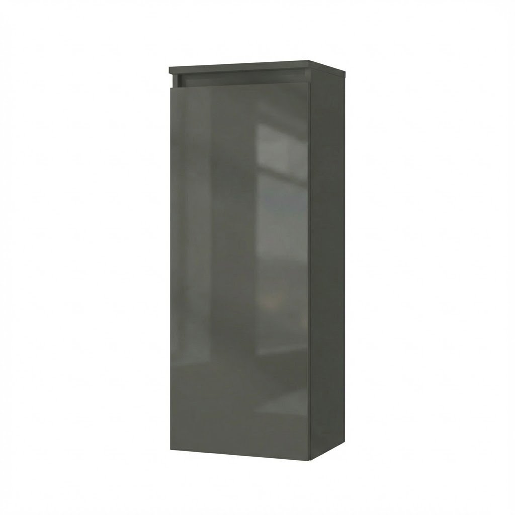 Colonne murale OXFORD, H. 104 cm, P. 35 cm, 1 porte, basalte brillant, charnières à gauche
