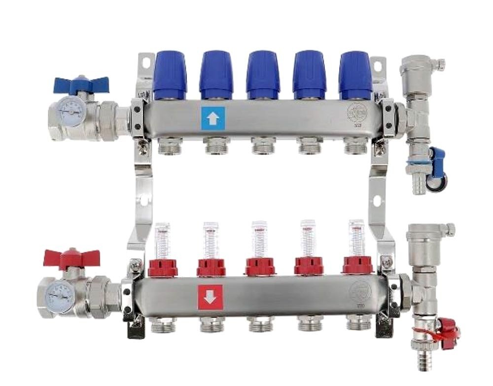 Collecteur 1" Inox pré-monté avec débimètre - 10 sorties