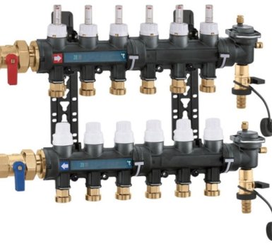 Vignette Collecteur HYDRONIC monobloc, 4 départs, composite, avec vannes