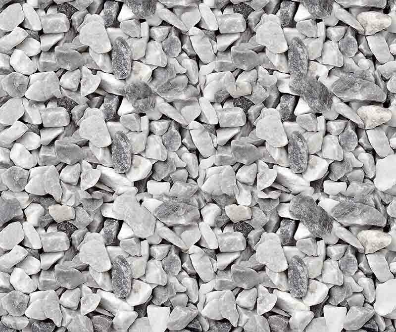 Gravier blanc/gris concassé, 8/16 mm, sac de 25 kg