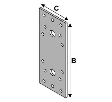 Vignette Connecteur plat d'assemblage avec trous, 90 mm x 190 mm