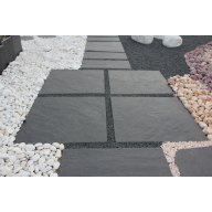 Dalle d'ardoise noire d'Espagne, sciée 6 faces 80 cm x 80 cm x (+/-) 3 cm