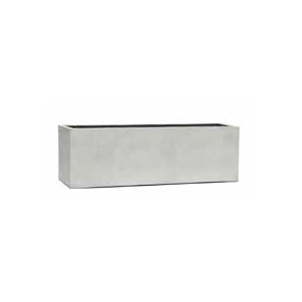 Vase rectangulaire bas étroit Daytona 150 cm blanc, aspect Antique