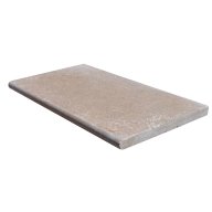 Margelle de piscine KHEOPS en pierre d'Egypte, surface vieillie, bord arrondi, 33 cm x 60 cm x 3 cm