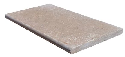 Vignette Margelle de piscine KHEOPS en pierre d'Egypte, surface vieillie, bord arrondi, 33 cm x 60 cm x 3 cm