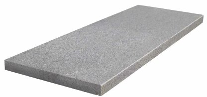 Vignette Marche en granit gris OXFORD GREY, bord droit chanfreiné, aspect flammé brossé, 35 cm x 100 cm x 3 cm