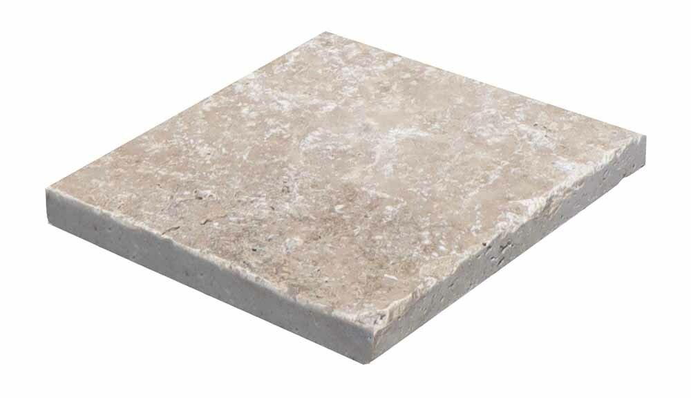 Travertin, dalle de sol ou murale en pierre naturelle CLASSHADE, bords adoucis, surface vieillie, 10 cm x 10 cm x 1 cm - PALETTE COMPLETE