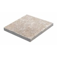 Travertin, dalle de sol ou murale en pierre naturelle CLASSHADE, bords adoucis, surface vieillie, 10 cm x 10 cm x 1 cm - PALETTE COMPLETE
