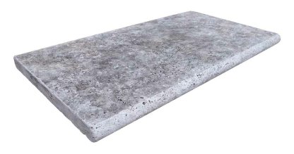 Vignette Margelle de piscine ou couvertine TITANIUM GREY, 1 bord demi-rond, surface vieillie, 33 cm x 61 cm x 3 cm