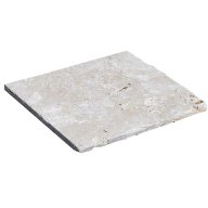 Travertin, dalle de sol ou murale en pierre naturelle CAPLIGHT, bords adoucis, surface vieillie, 20 cm x 20 cm x 1 cm - PALETTE COMPLETE
