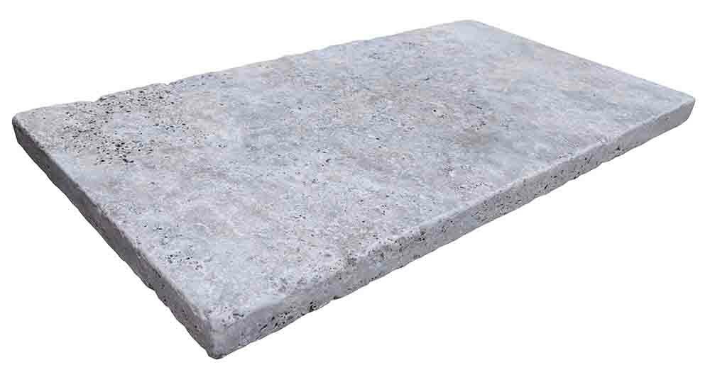 Margelle de piscine ou couvertine TITANIUM GREY, bords droits, surface vieillie, 33 cm x 61 cm x 3 cm